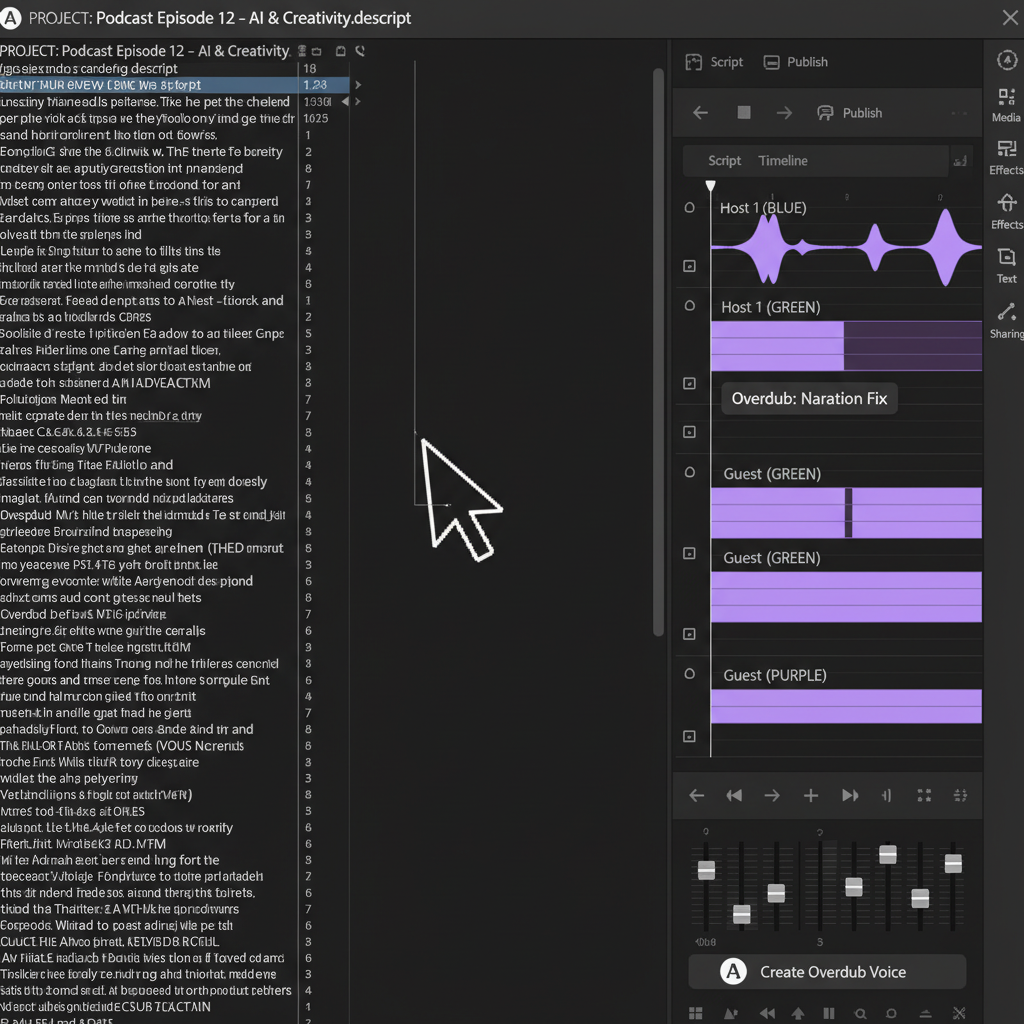 Descript video editing interface