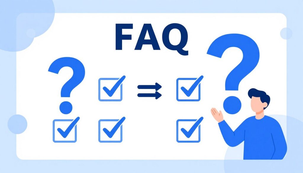 FAQ concept with question marks and answers