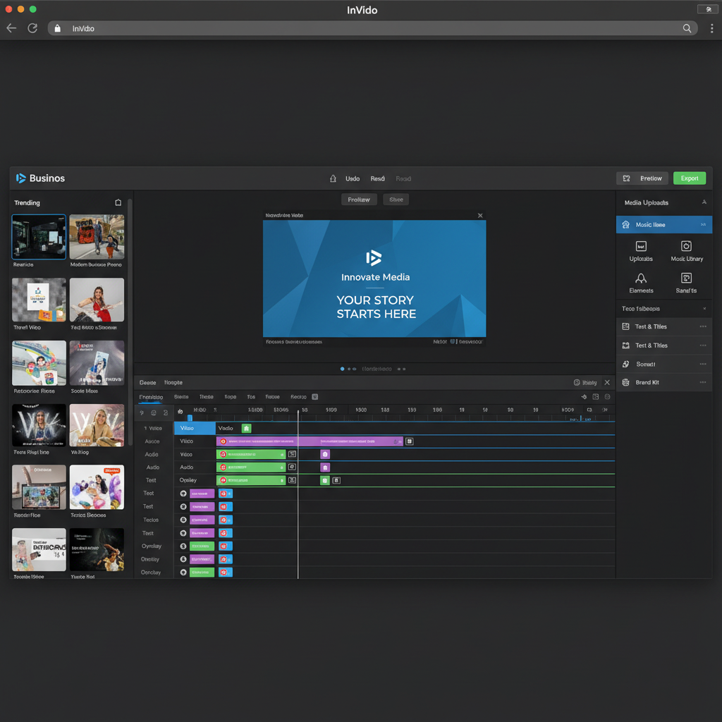 InVideo editing interface with templates