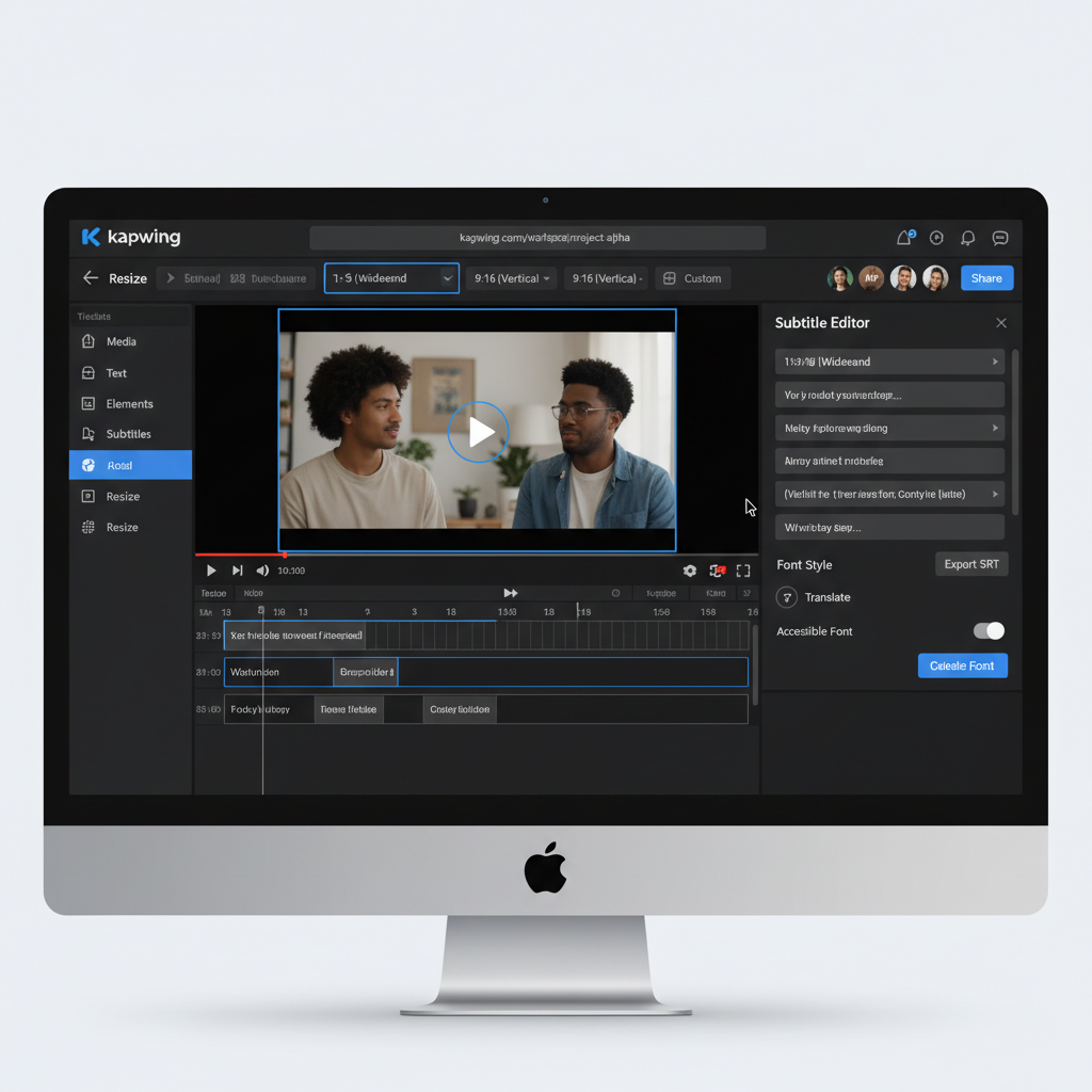 Kapwing online video editor workspace