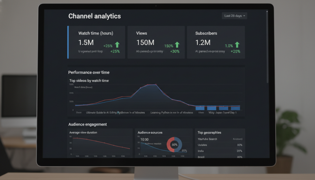 YouTube watch time analytics dashboard for beginners