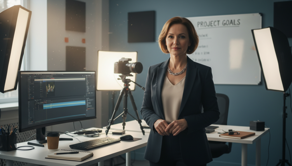 confident mature professional ready to start video creation journey