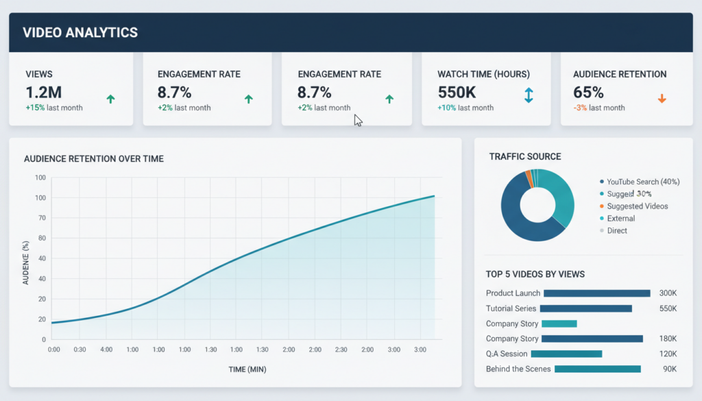 video analytics dashboard showing performance metrics