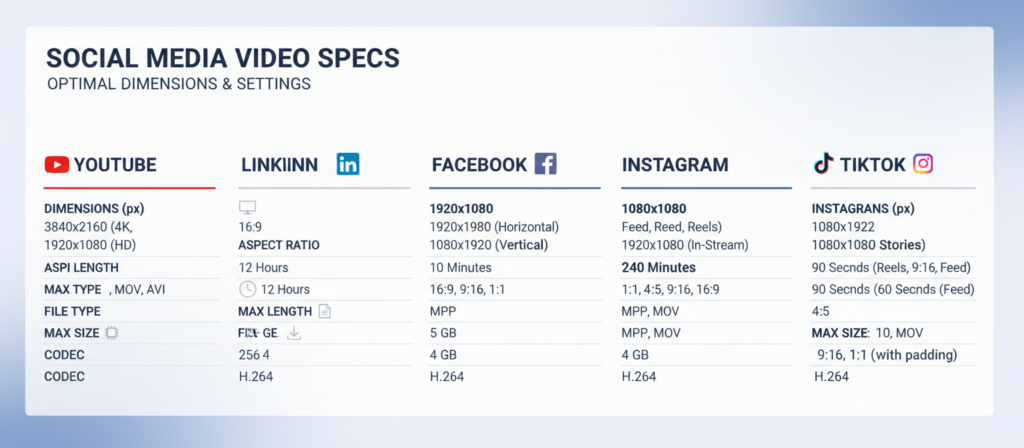 video format requirements for different social media platforms
